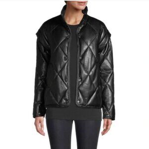 Apparis Quilted Faux Leather Black Jacket